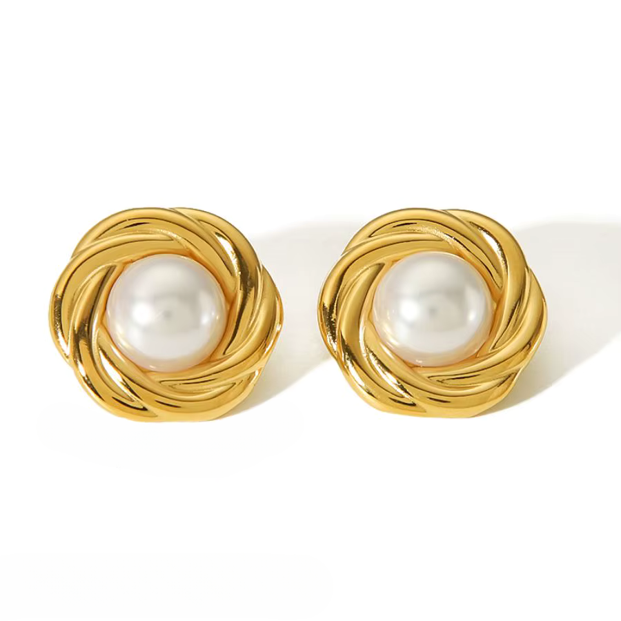 Boucles Œil-de-Tigre plaqué or 18K en pierre naturelle