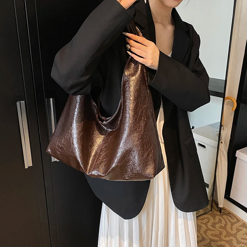 Sac à main effet cuir casual marron / cognac