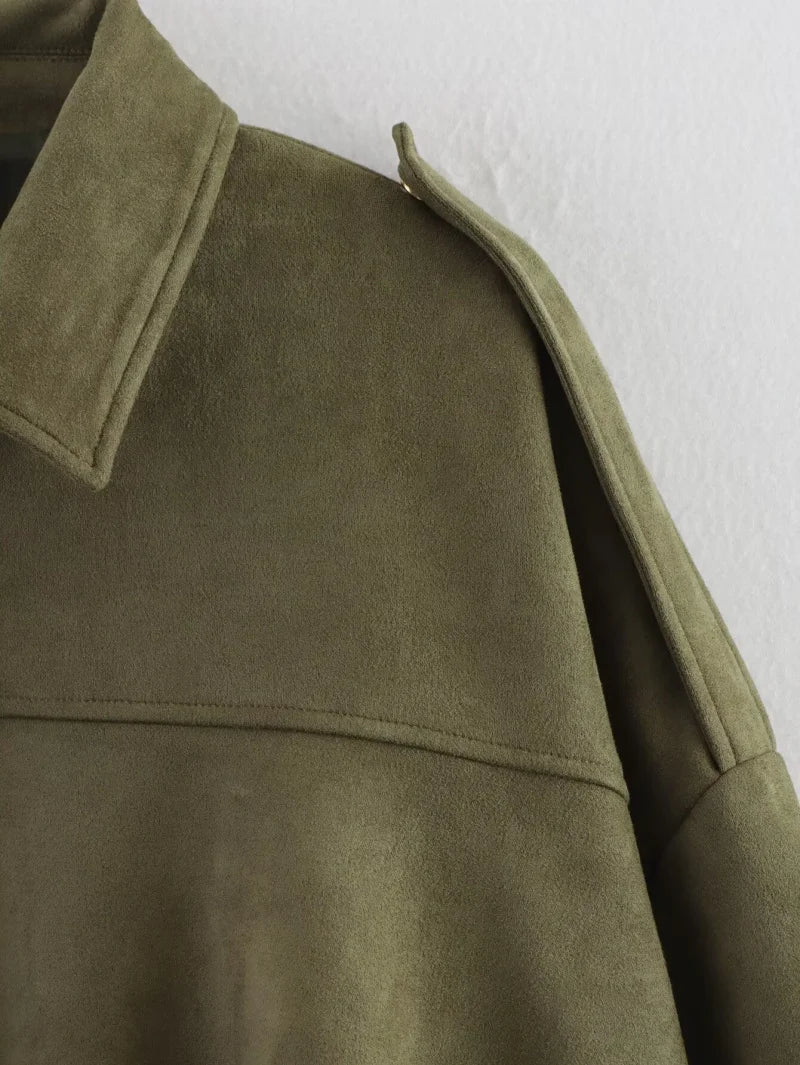 Veste over size en daim|chic confort & style