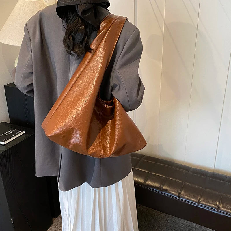 Sac à main effet cuir casual marron / cognac