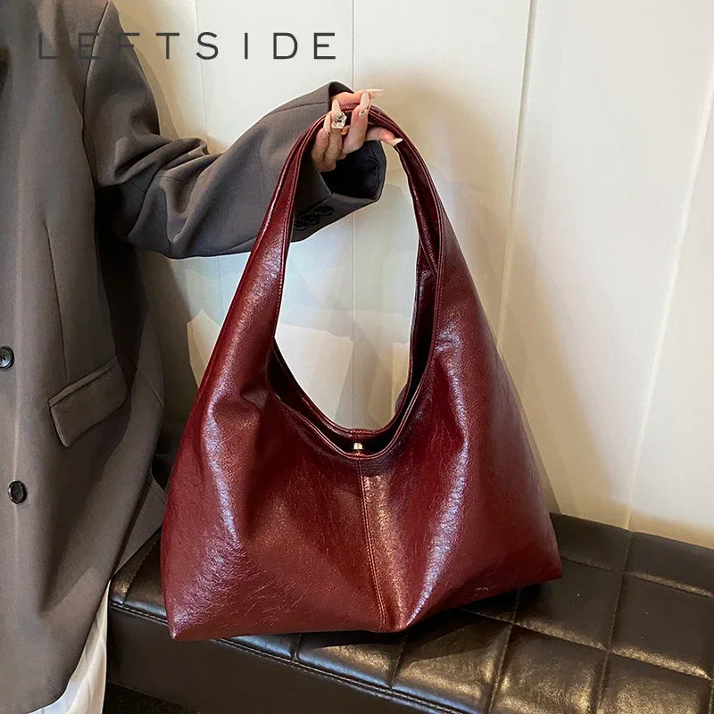 Sac à main effet cuir casual bordeaux
