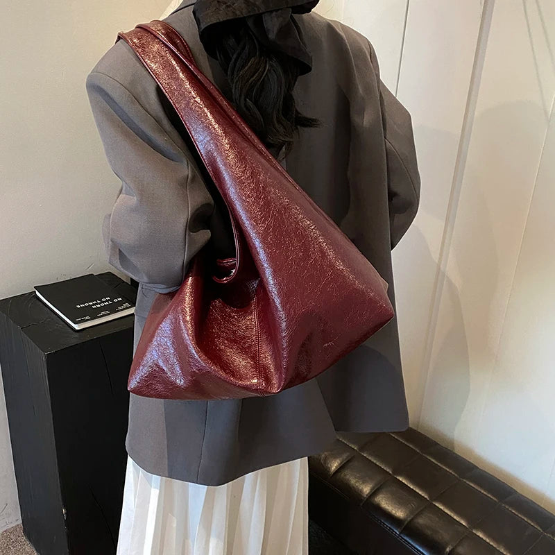 Sac à main effet cuir casual bordeaux