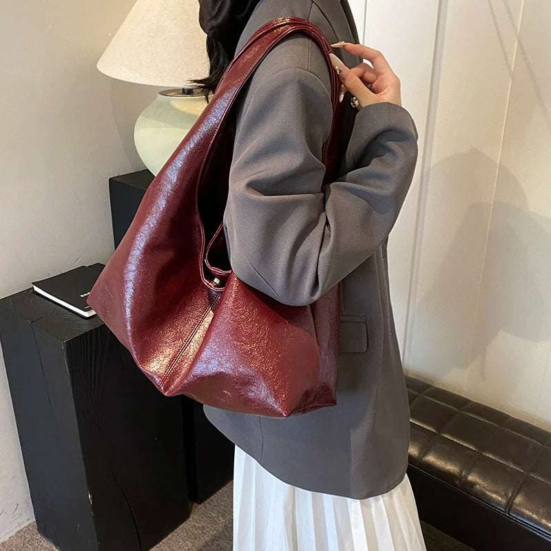 Sac à main effet cuir casual bordeaux