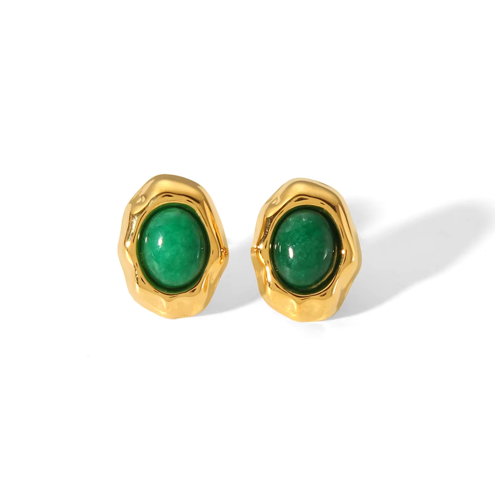 Boucles Œil-de-Tigre plaqué or 18K en pierre naturelle