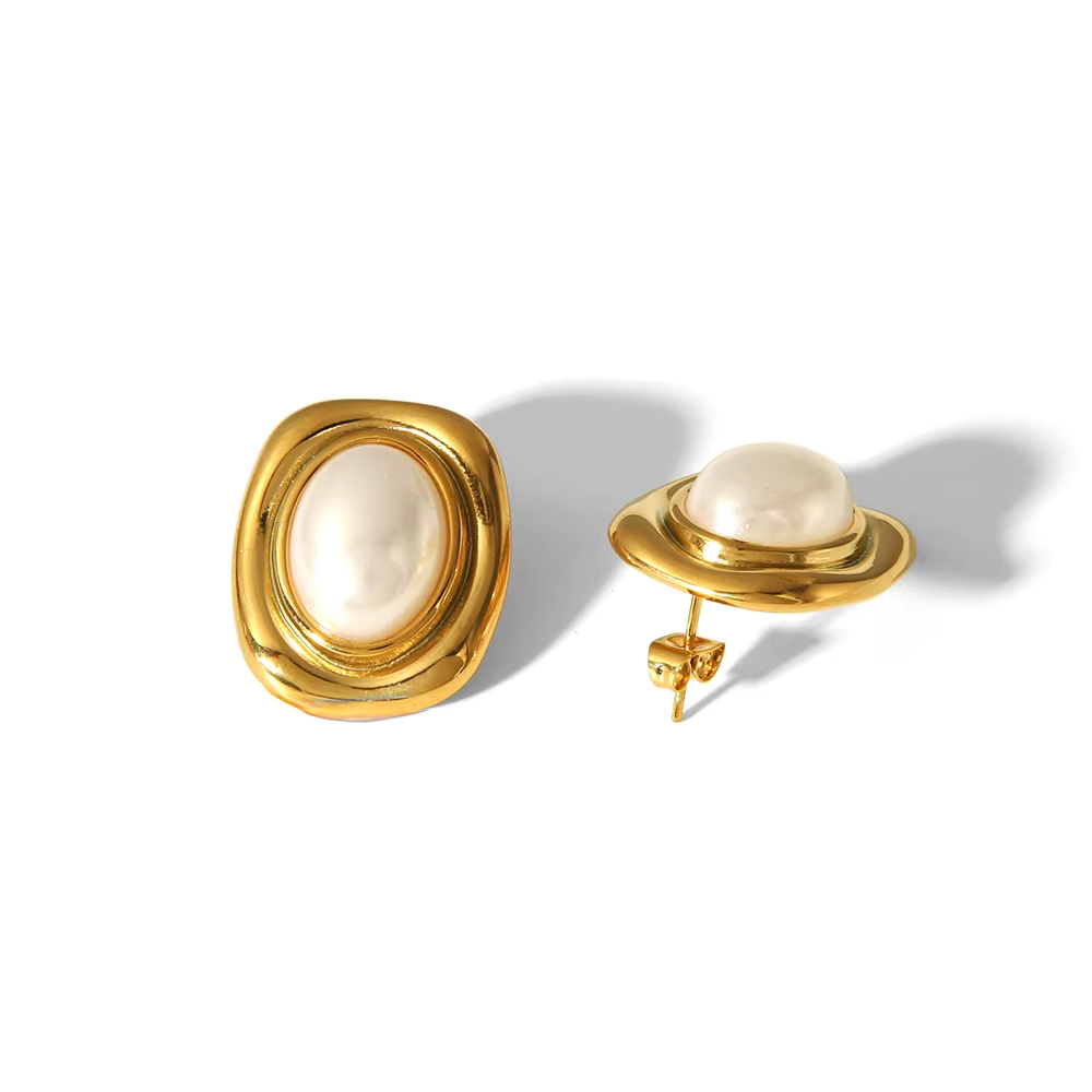 Boucles Œil-de-Tigre plaqué or 18K en pierre naturelle